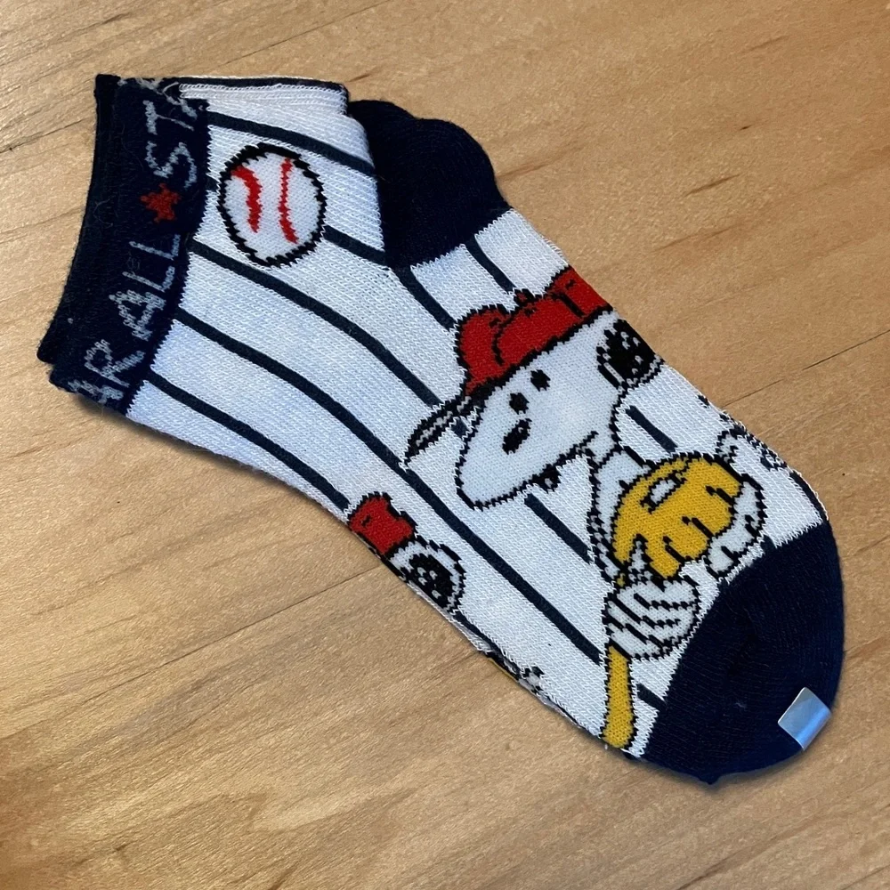 Peanuts Snoopy All-Star Baseball Socks - Navy and White Fits sizes 6-8.5